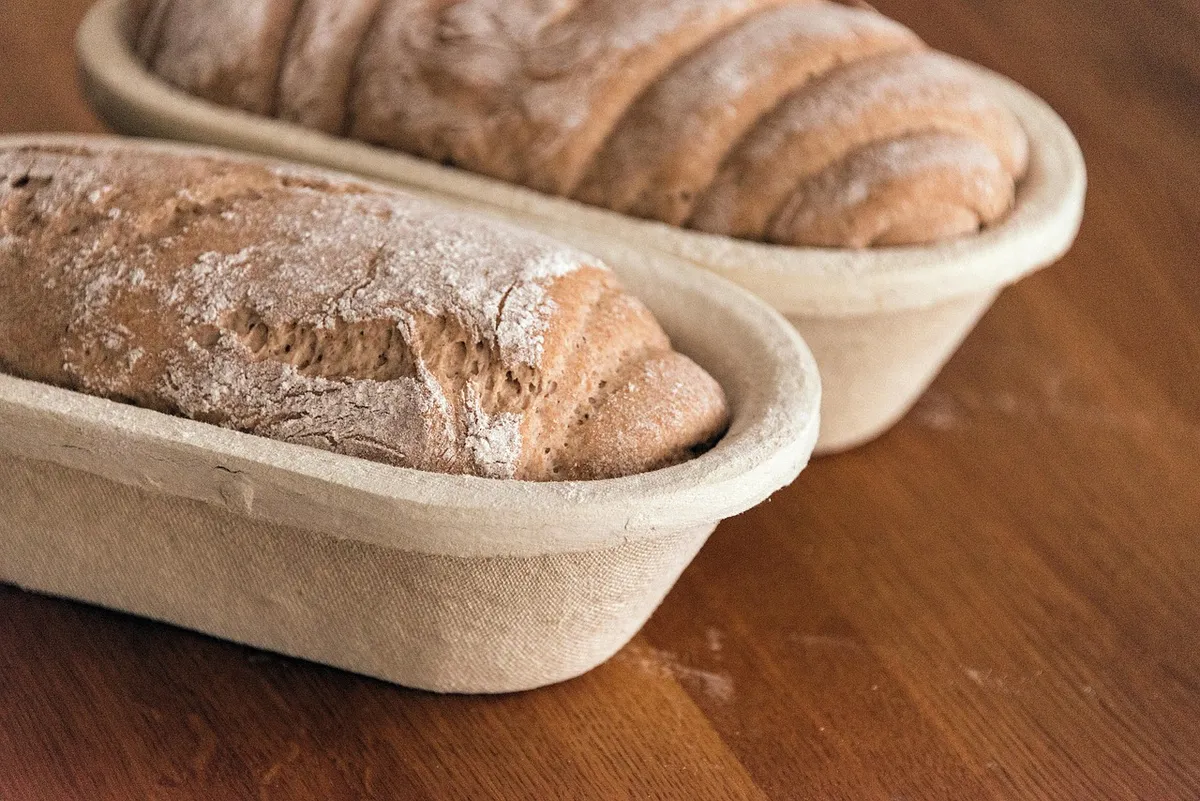loaf, dough, fermentation basket, flour, whole wheat, food, whole grain bread, meal, wood pulp