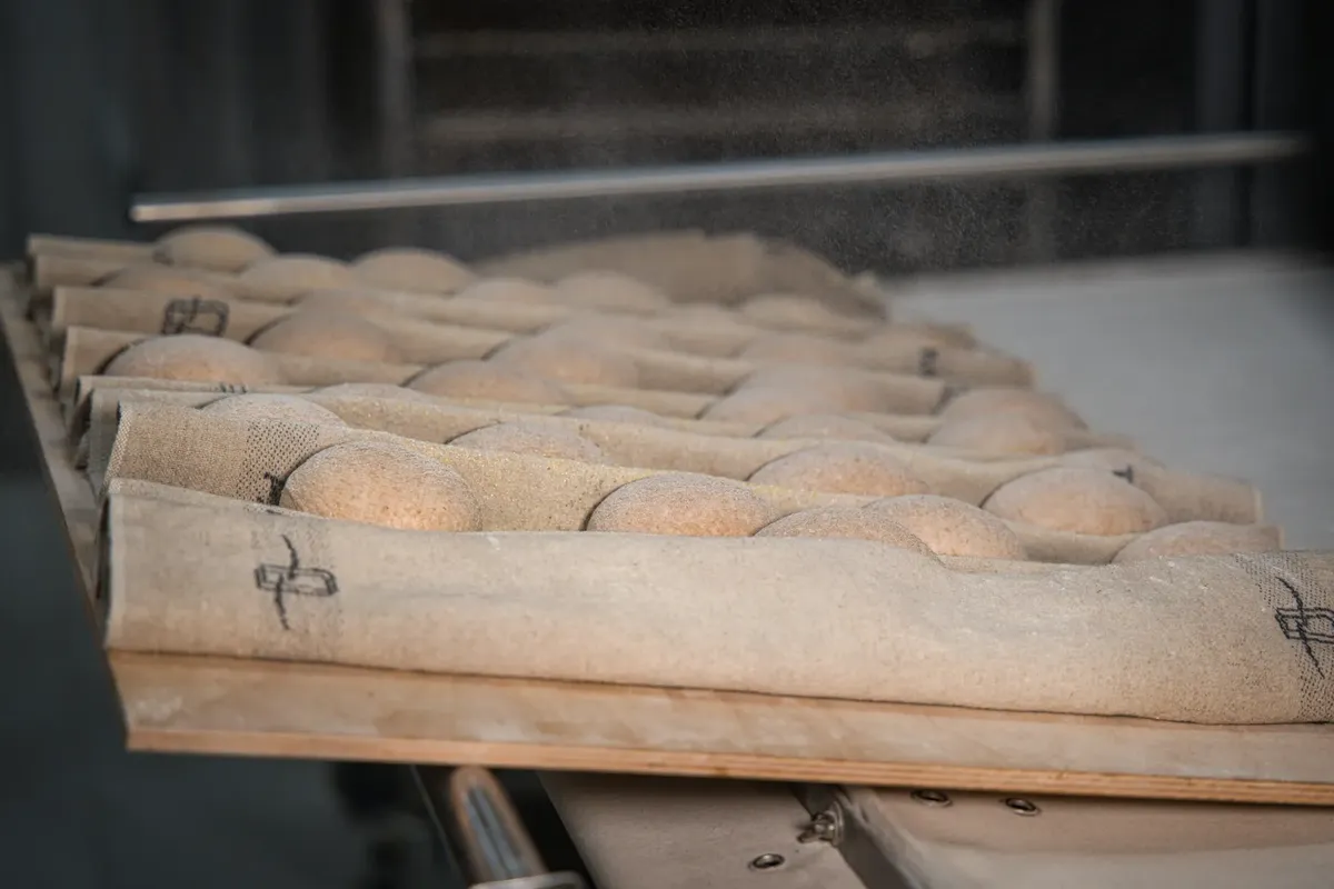 Captured in a Berlin bakery, these artisanal bread loaves showcase the art of traditional bread making.